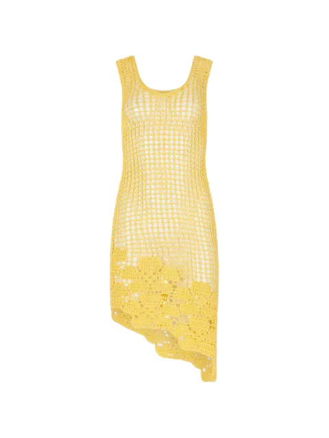 PARAMIDONNA Leila asymmetric crochet midi dress Yellow SS26LDB