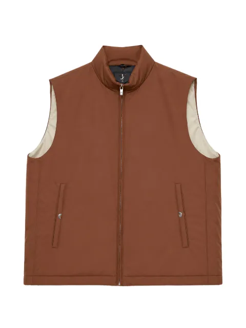 Tombolini logo-plaque zip-up gilet Brown SG26ELZEU240
