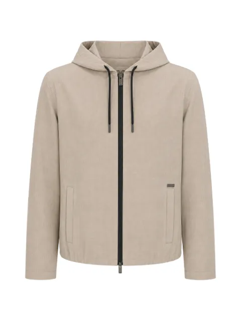 Tombolini hooded zip-up jacket Neutrals SBT6ELGCF800