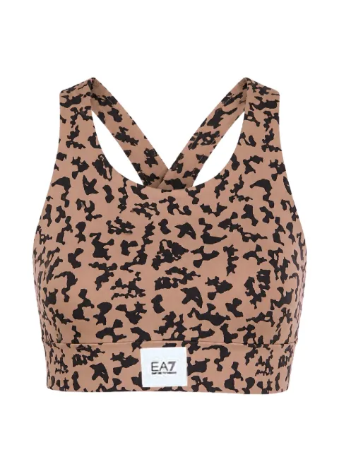 Ea7 Emporio Armani animal-print crossover-strap sports bra Brown 7W000563AF15565F1087
