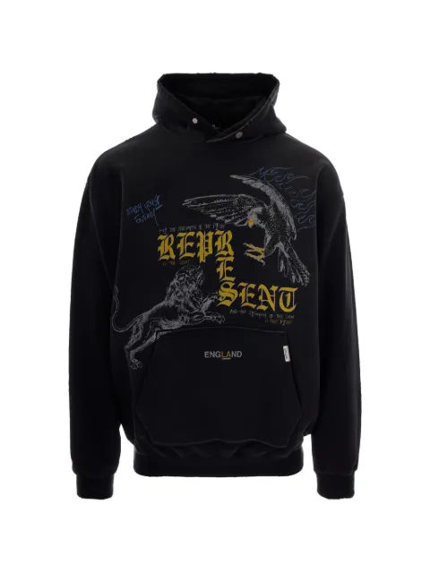Represent graphic-print cotton hoodie Black MLM10118502
