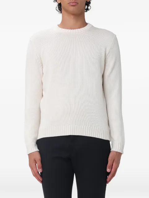 Zanone ribbed-trim wool sweater White 810234ZR229