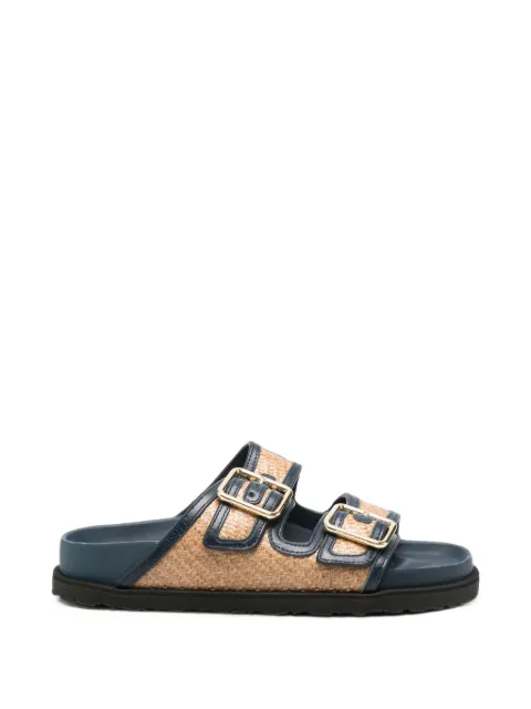Birkenstock buckle-fastening raffia-effect sandals Neutrals 1032508