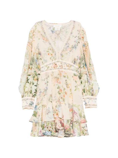 Camilla floral-print tiered mini dress Pink 00044583