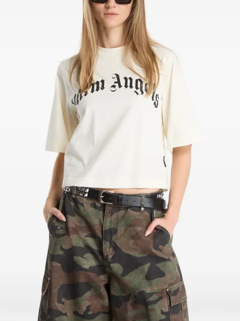 Palm Angels curved-logo boxy tee Neutrals PAWAA003JR0010310