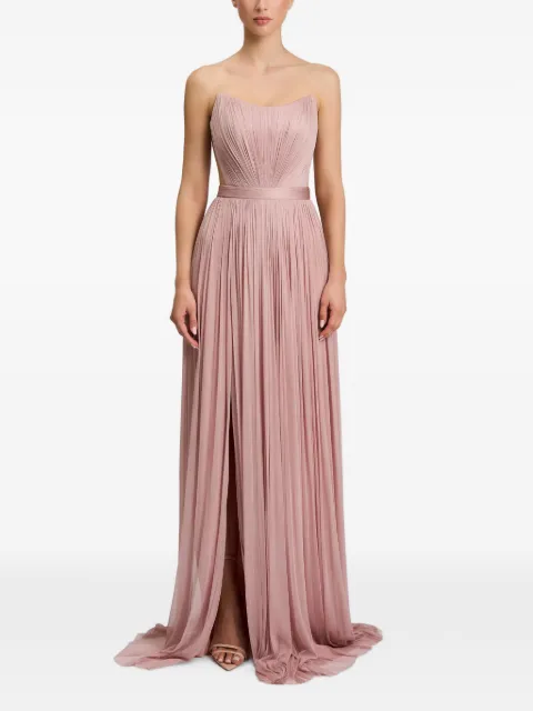 CRISTALLINI Estella pleated strapless maxi dress Pink CA126
