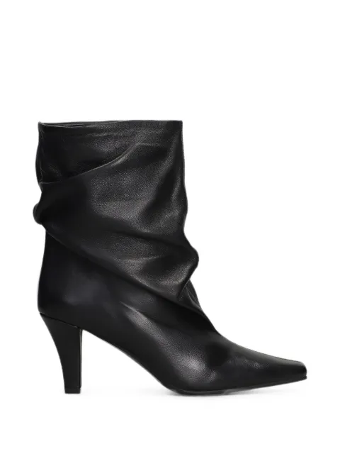 The Seller slouchy pointed-toe leather ankle boots Black PR004