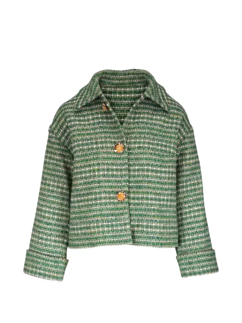 Carolina Herrera tweed-effect button-up jacket Green P2611N109CWE301