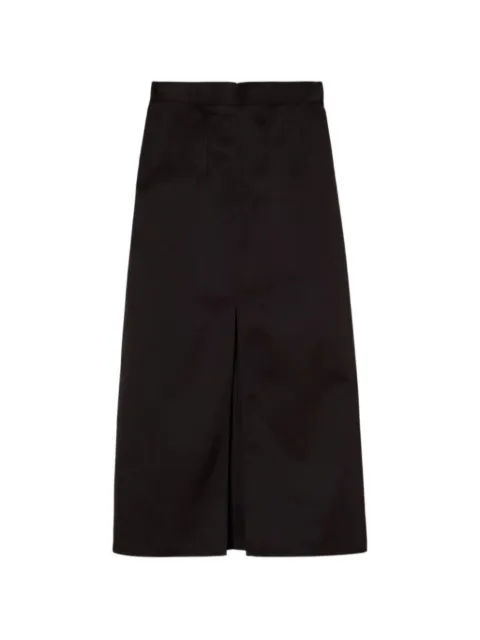 Plan C front-slit satin-finish maxi skirt Black GOCAH58L00TP037