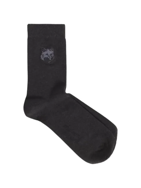 Maison Kitsuné fox-patch ribbed-trim socks Black MRUAS05KT1145