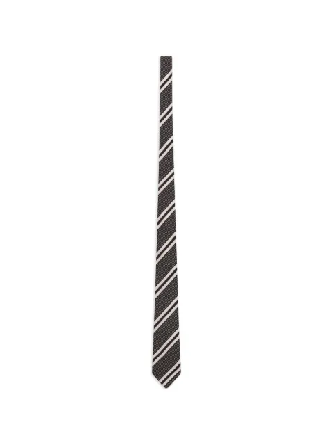 Saint Laurent striped tie in silk jacquard Black A002HA3Y009