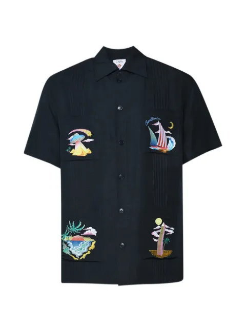 Casablanca dark grey Phantasmagoria embroidered short sleeve shirt Black MPF26SH28402