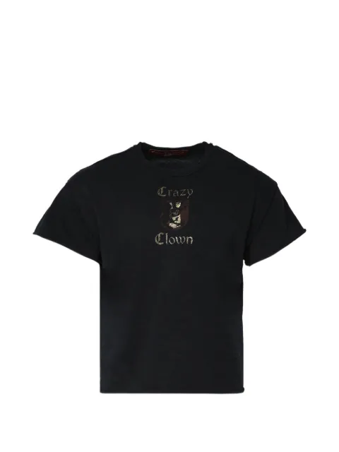 Crazy Clown L.A. logo-print raw-edge T-shirt Black 260U08