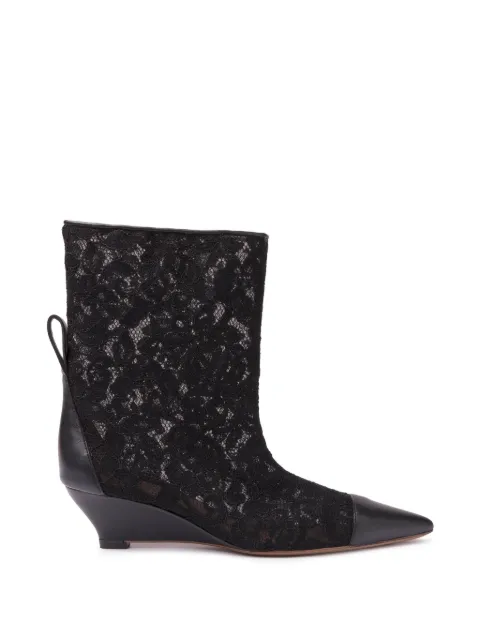 ODISSI Gemma lace-panelled leather ankle boots Black OD47050A24065