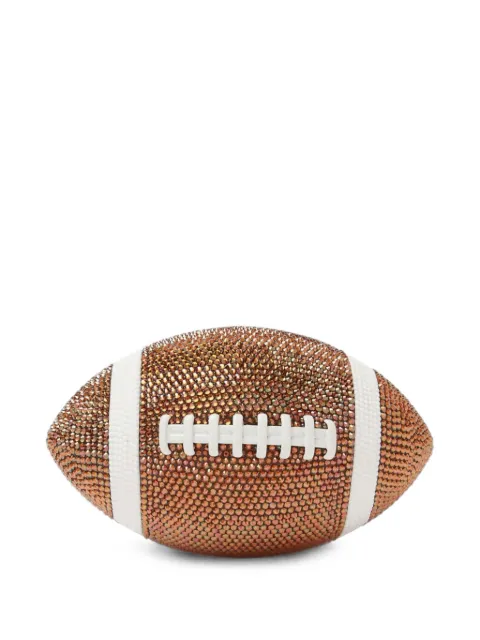 Judith Leiber crystal-embellished football clutch bag Brown M31969