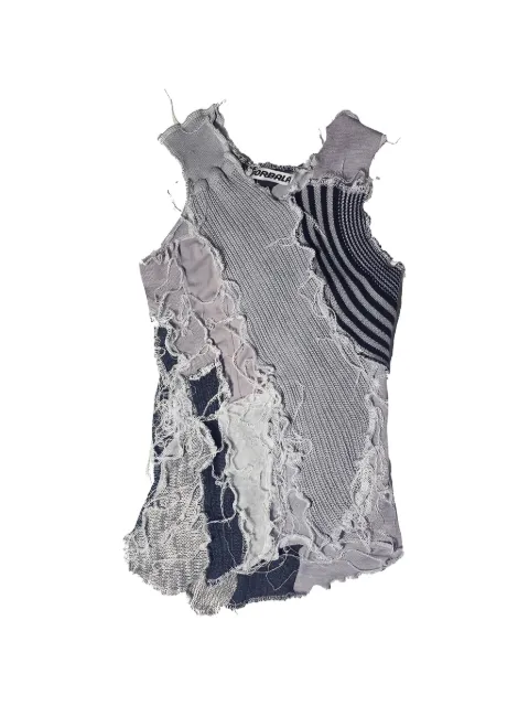 Borbala Fluff patchwork-effect fluffy tank top Grey BORB12295732