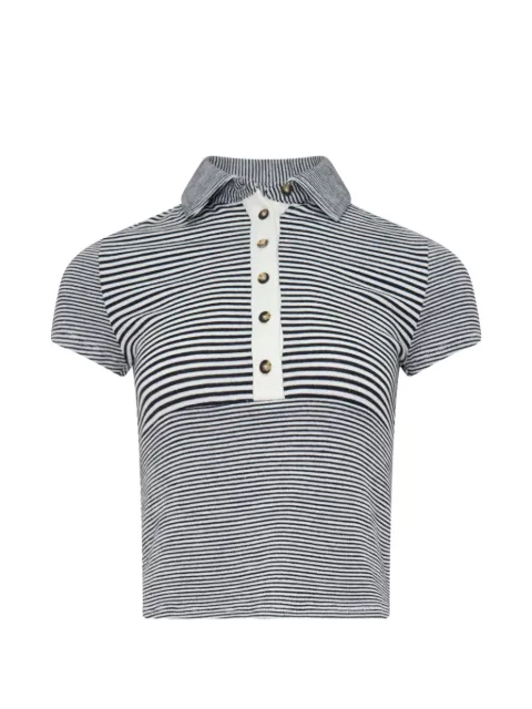 rag & bone The Knit Striped polo shirt White RE0M30PT3GW