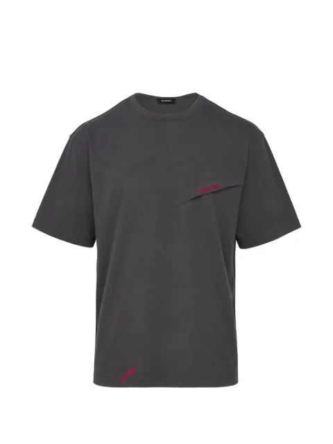 We11done logo-print slash-detail T-shirt Grey WDTT226730UCH