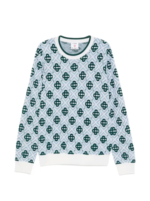 Casablanca monogram-knit wool sweater Blue MPF26KW139201