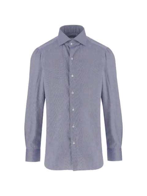 Finamore 1925 Napoli button-up rounded-hem shirt Blue C078603