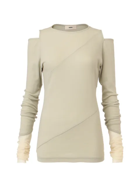 Muller Of Yoshiokubo cold-shoulder layered-cuff top Neutrals MLS26103