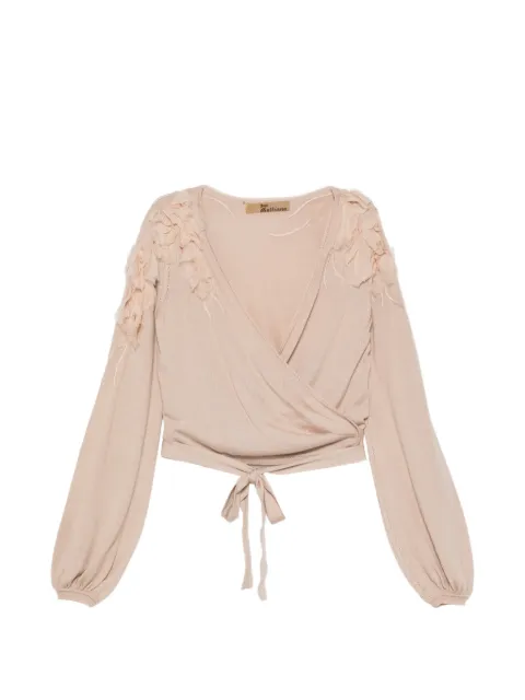 John Galliano Pre-Owned 2000s ruffled wrap top Neutrals JOG280VC