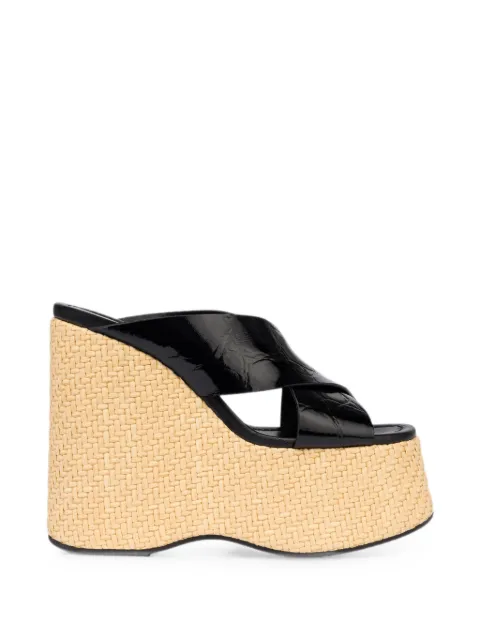 Paris Texas Mara crocodile-effect wedge sandals Black PX1605XCGRF