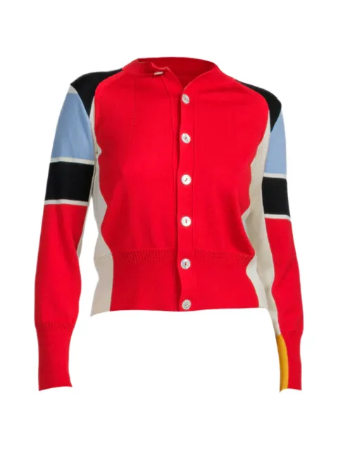 Shiro Sakai colour-block crew-neck cardigan Red SCCN005STD