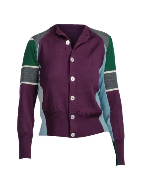 Shiro Sakai colour-block panelled cardigan Purple SCCN005STD