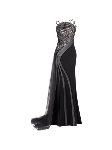 Gaby Charbachy sculptural-detail strapless maxi dress Black GCS2116