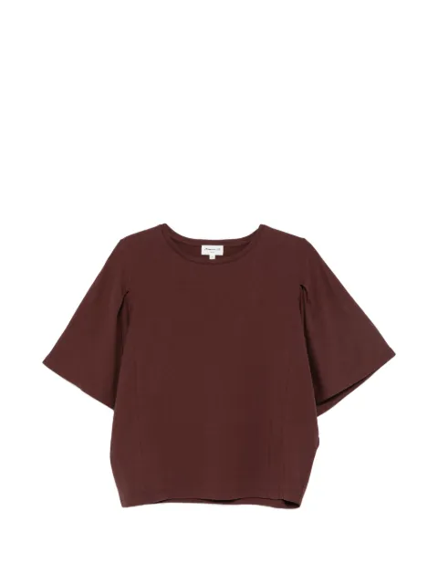 MAISON123 pleated flutter-sleeve T-shirt Brown 6558412