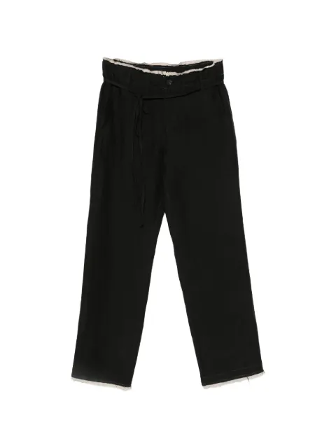 Post Archive Faction raw-edge belted trousers Black 26232BL