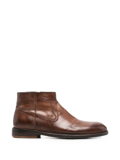 Moma side-zip leather ankle boots Brown 22603C