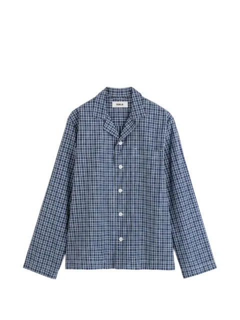 TEKLA check-print cotton pajamas Blue 5740014956768
