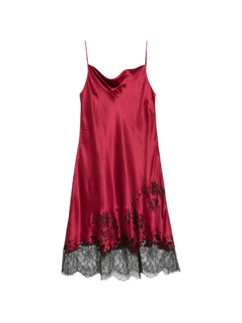 Carine Gilson lace-trim silk midi dress Red HA0327DEW26RUBBLK