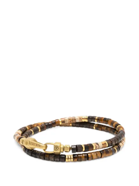Nialaya Jewelry beaded double-wrap bracelets Gold MCHCO770
