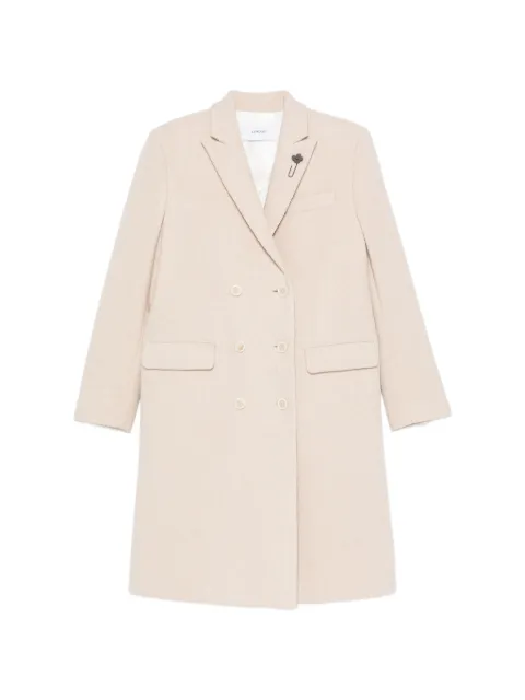 Lardini double-breasted notched-lapel wool coat Neutrals A7BONDCN65603