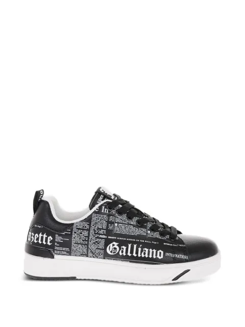John Galliano newspaper-print lace-up sneakers Black 15605CPB