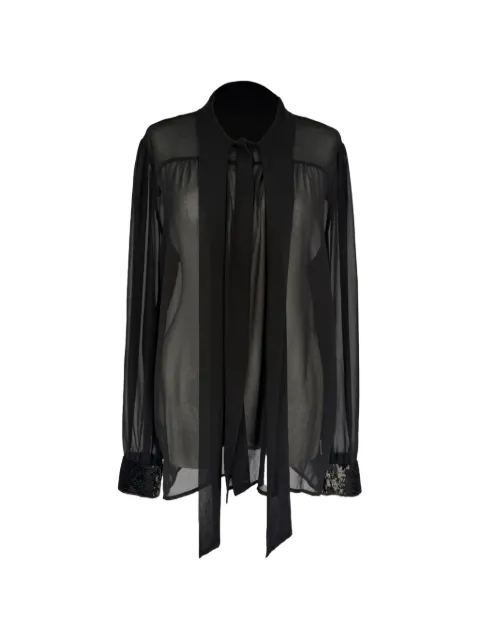 Michael Kors Vintage tie-neck sheer blouse Black RFCPUGBCL767173W