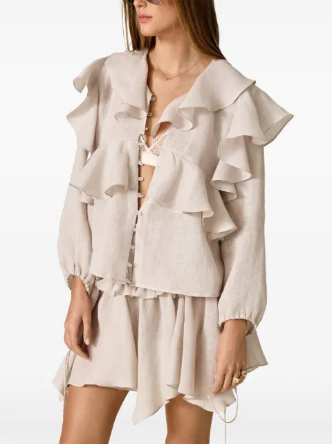 PNK ruffled smocked mini skirt Neutrals CVOLG