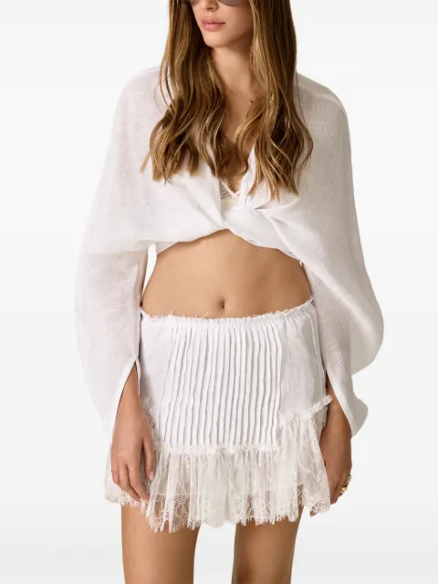 PNK lace-trim pleated skirt White FNERDANTA