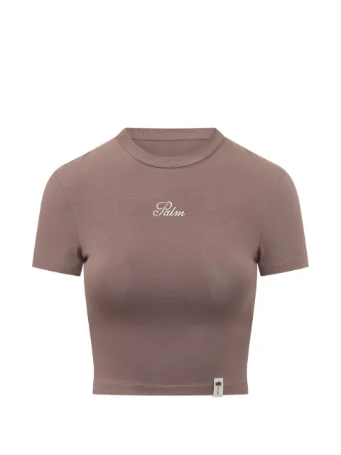 Palm Angels Palm-sway fitted T-shirt Brown PAWAA02F26JR02
