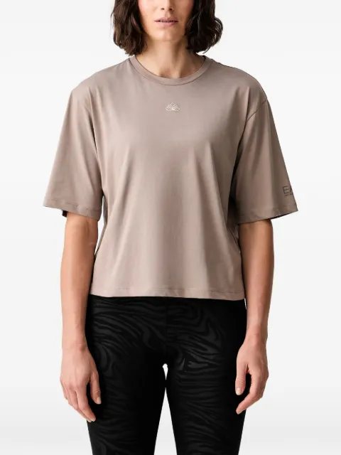 Ea7 Emporio Armani lotus-embroidered short-sleeve T-shirt Neutrals 7W001345AF21060