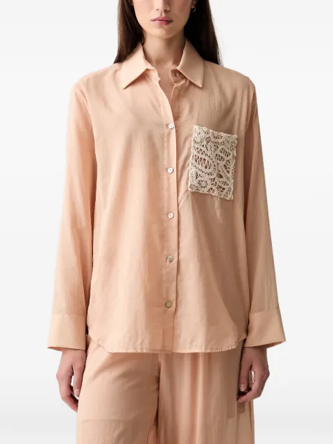 VICOLO crochet-pocket shirt Neutrals TAB2437