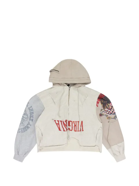 PROTOCOL INDEX patchwork distressed hoodie Neutrals PI00019