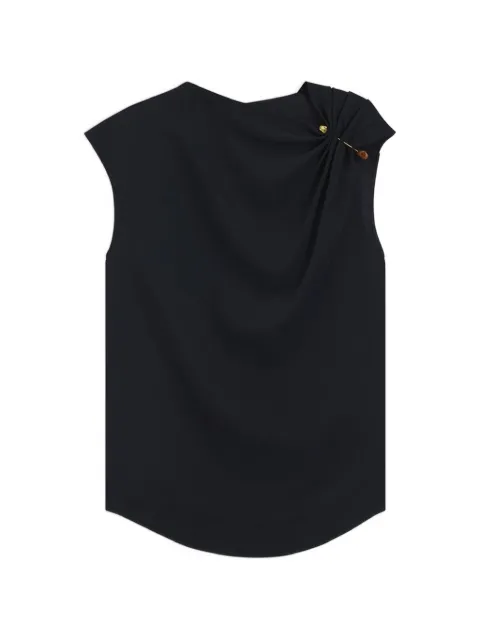 BOSS draped-detail sleeveless blouse Blue 50563777