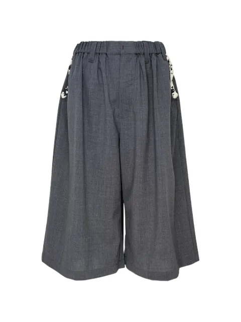 Renli Su embroidered-trim wide-leg trousers Grey RP1302E3100107