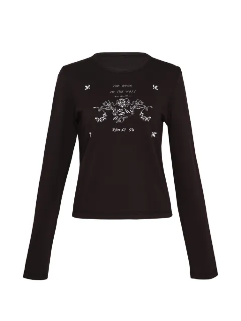 Renli Su graphic-print long-sleeve T-shirt Black RI0103E3100905