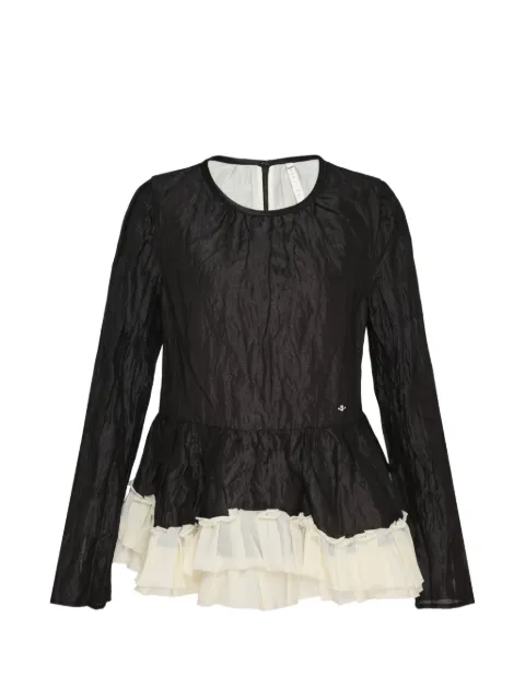 Renli Su crinkled-finish ruffled blouse Black RJ0503E3100905