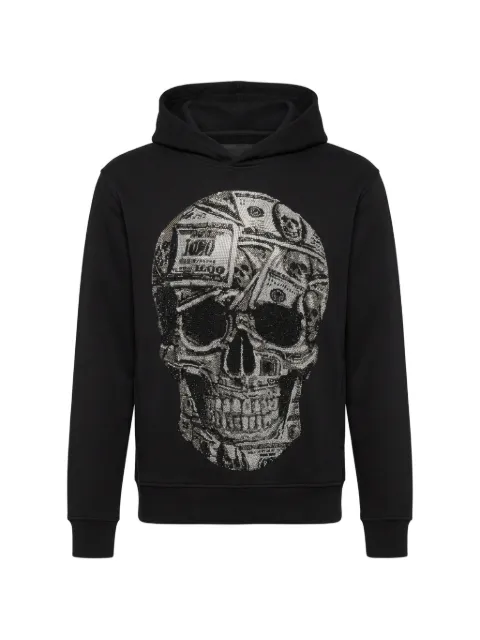 Philipp Plein crystal-embellished skull-motif hoodie Black UAFCMJB4086PJY002N